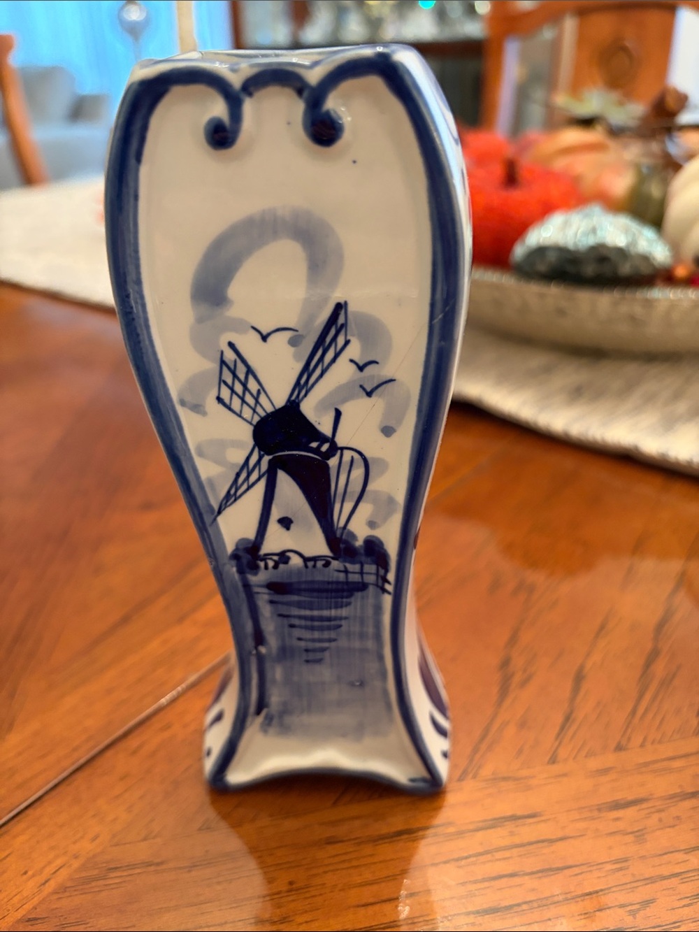 Hand-Painted Blue and White Ceramic Vase - Delft-Inspired Home Art